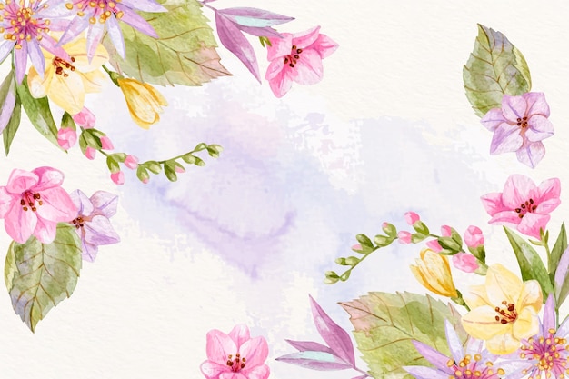 Background pastel colors watercolor flowers