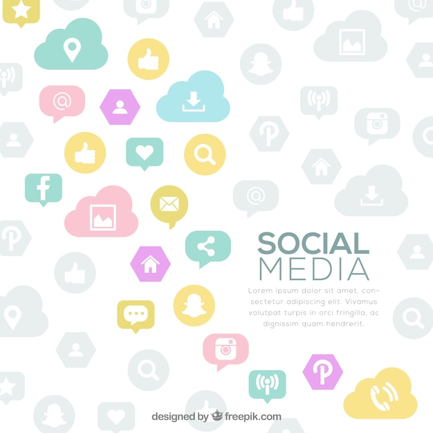 Free vector background of pastel social networking logos