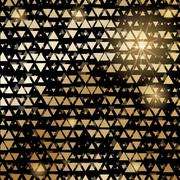 Бесплатное векторное изображение Золотой треугольник блестящей мозаики на черном
