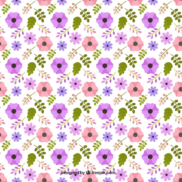 보라색과 분홍색 꽃 패턴의 배경