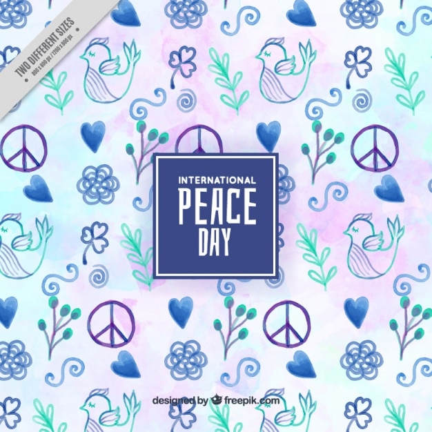 मुफ़्त वेक्टर background for peace day painted in watercolors with blue tones