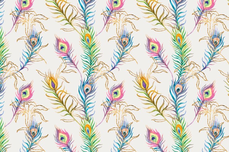 Free Vector background of peacock feather colorful watercolor pattern