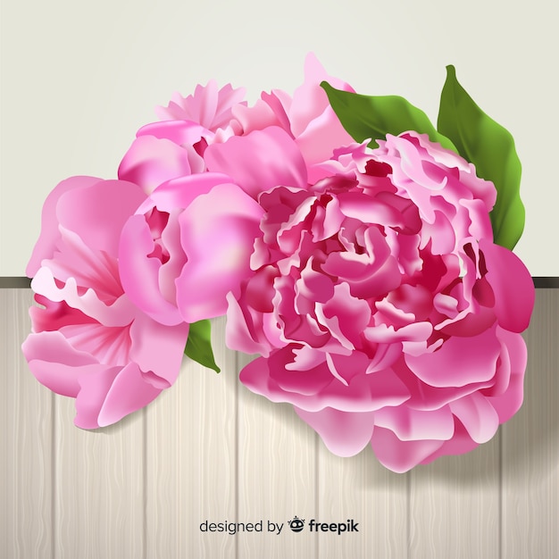 Background of peony flowers in detailed style