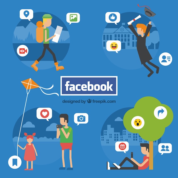 Free vector background of people communicating with facebook