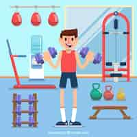 Free vector background of people training to get healthy