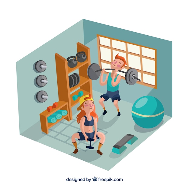 Free vector background of people training to get healthy