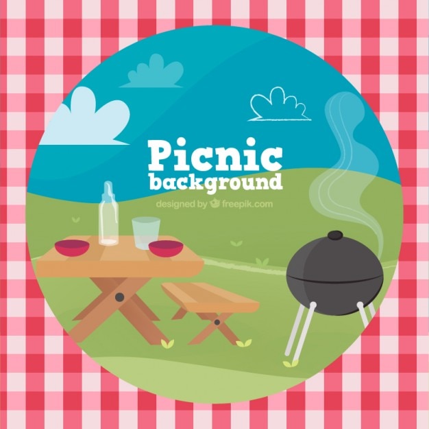 Free vector background of picnic scene