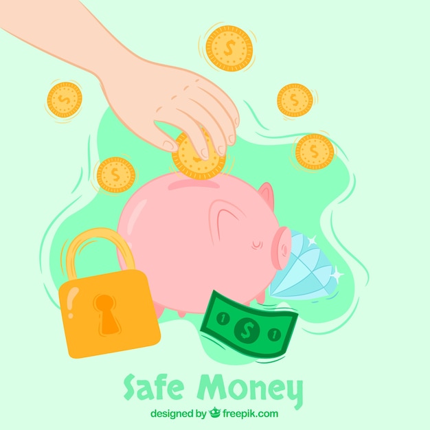 Background of piggy bank with money