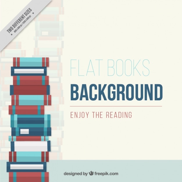 Background of pile of books in flat design