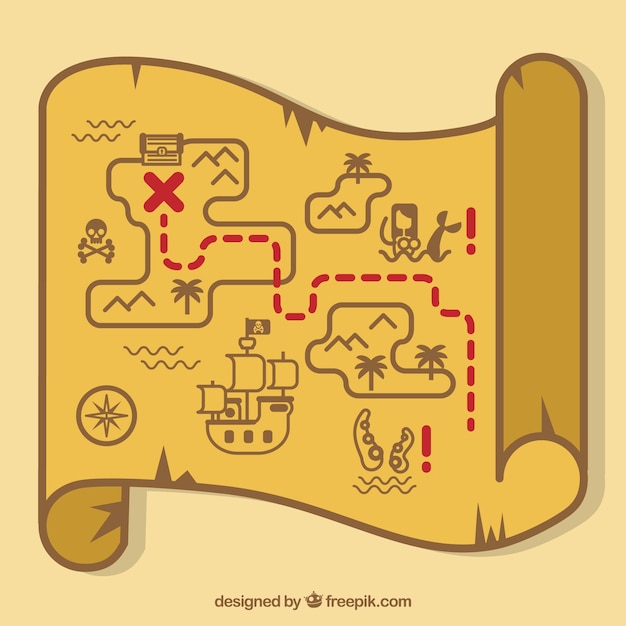 Free vector background of pirate treasure map