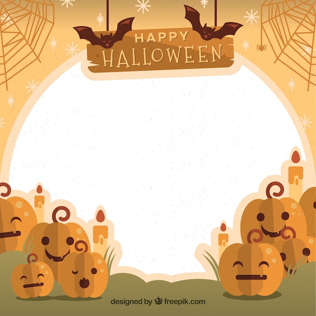 Free vector background of pretty halloween pumpkins