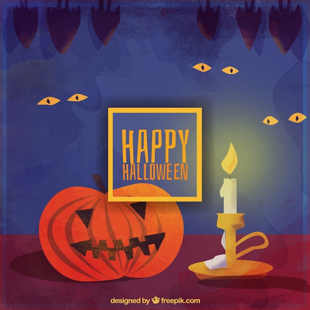 Background of a pumpkin and a candle for halloween  