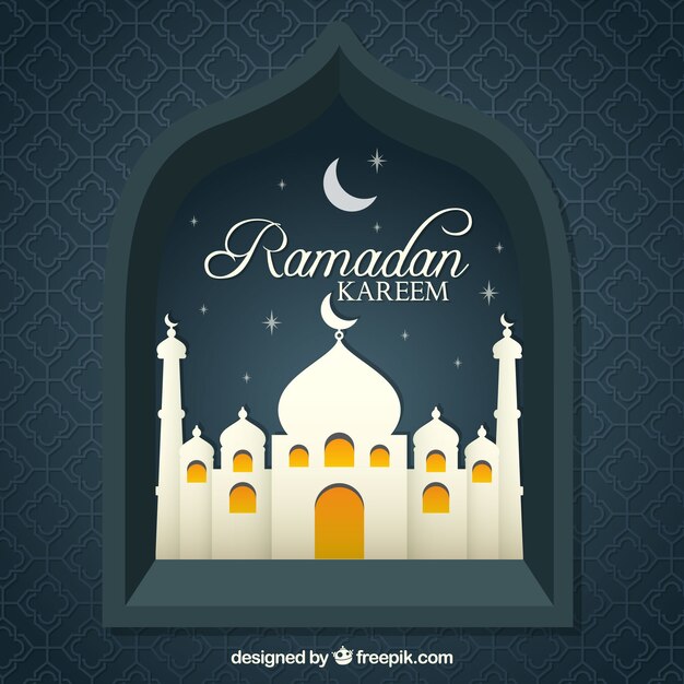 Background of ramadan kareen window with mosque