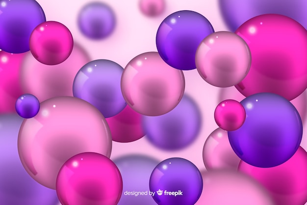 Background realistic glossy flowing spheres