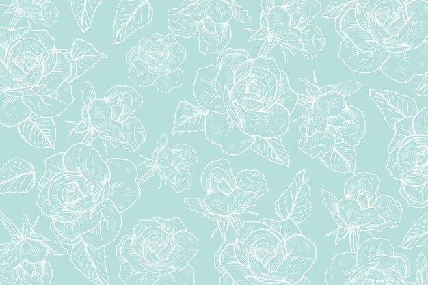 Background realistic hand drawn floral