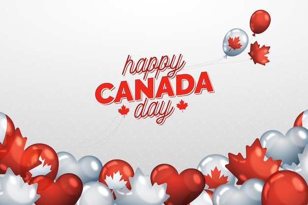 Background of realistic national canada day and balloons