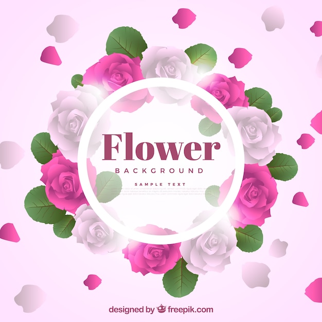 Free vector background of roses and petals