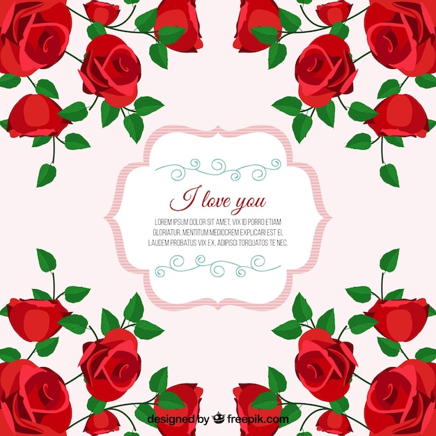 Free vector background of roses with leaves