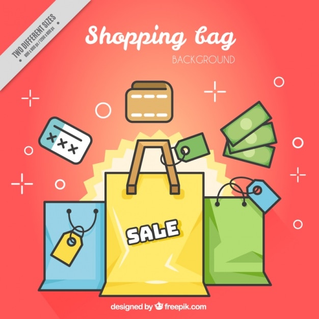 Free vector background of sale bags