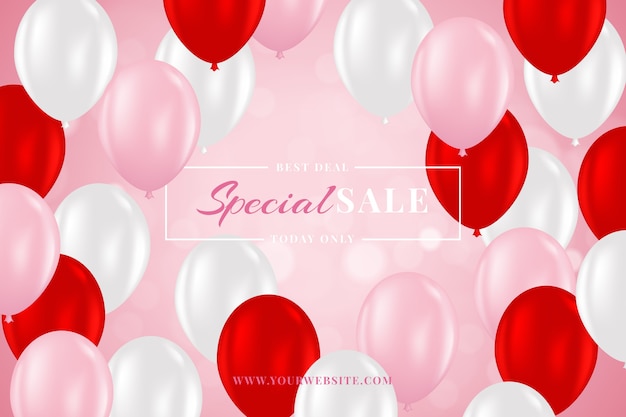 Background sale realistic with balloons