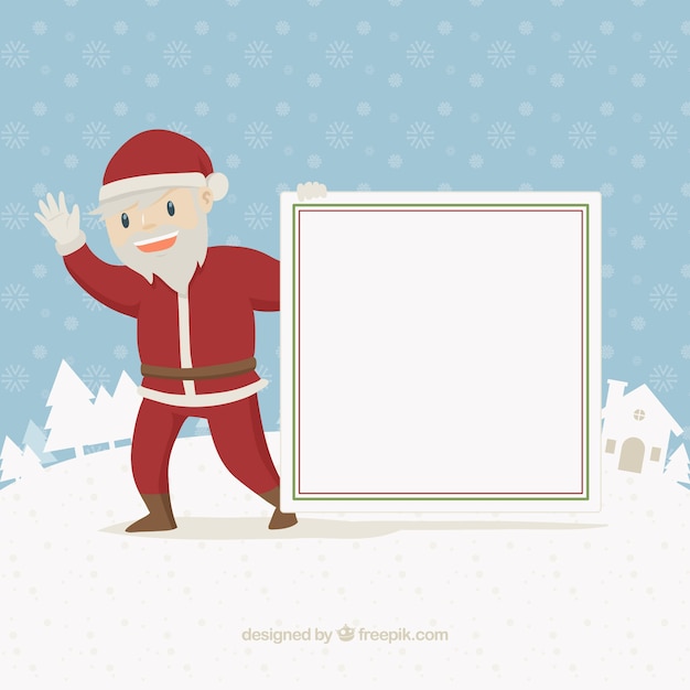 Background of santa claus greeting with card