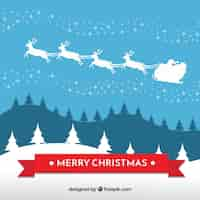 Free vector background of santa claus on sledge