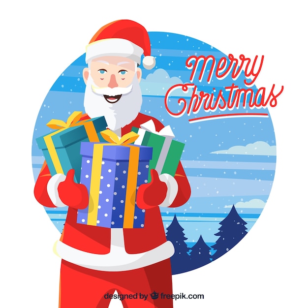 Background of santa claus with gifts