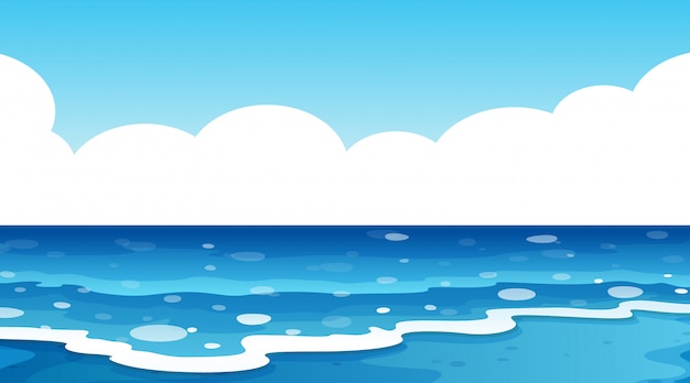 Free vector background scene of blue ocean