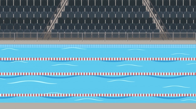 Free vector background scene  of swimming pool with stadium