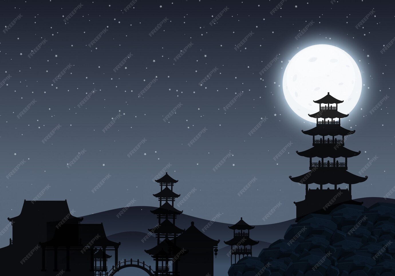 Premium Vector | Background scene with dark sky