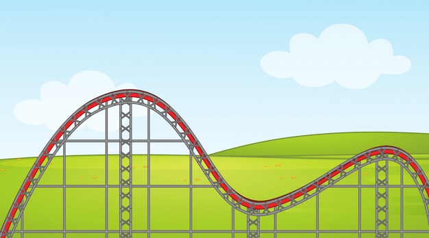 Free vector background scene with empty roller coaster track in the park