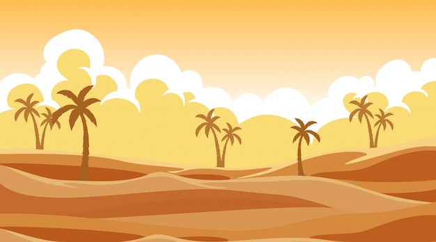 Бесплатное векторное изображение Фоновая сцена с деревьями в песке