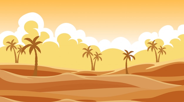 Free vector background scene with trees in the sand