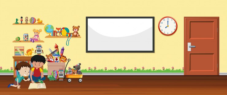 Free Vector background scene with whiteboard and toys