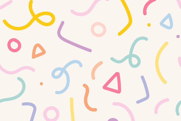 無料Vector かわいいメンフィスと背景のシームレスなパターンベクトル