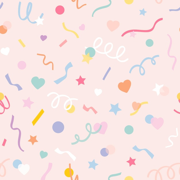 Background Seamless Pattern Vector With Cute Pastel Confetti