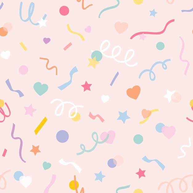 Background seamless pattern vector with cute pastel confetti