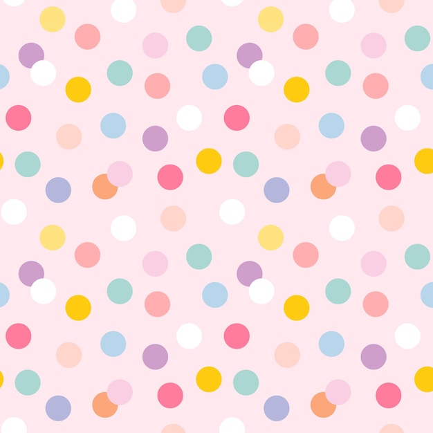 Background seamless pattern vector with cute pastel polka dots