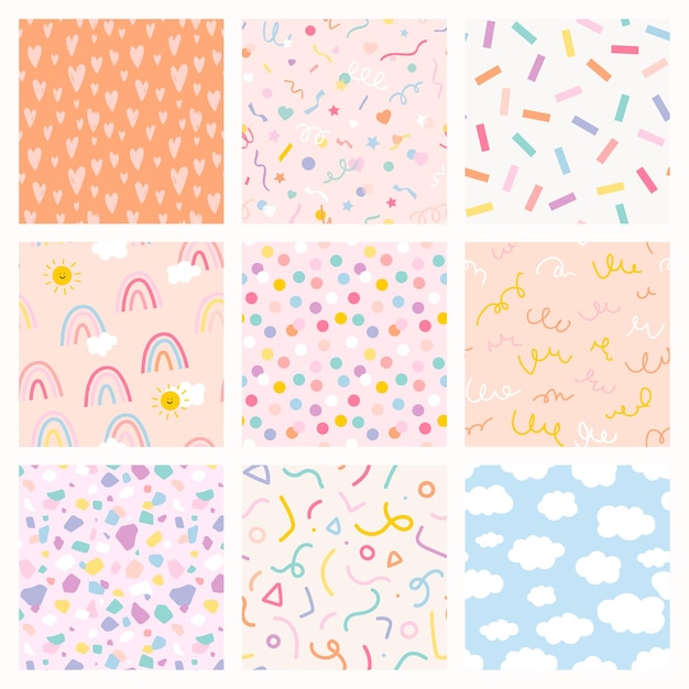 Background seamless patterns  with cute pastel doodle