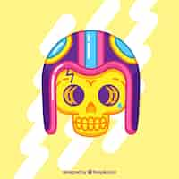 Free vector background of skull with helmet in flat design