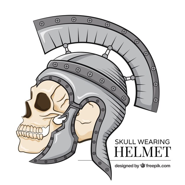 Background of skull with soldier helmet