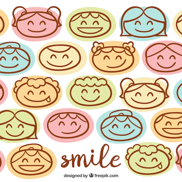 Background of smiling faces drawings