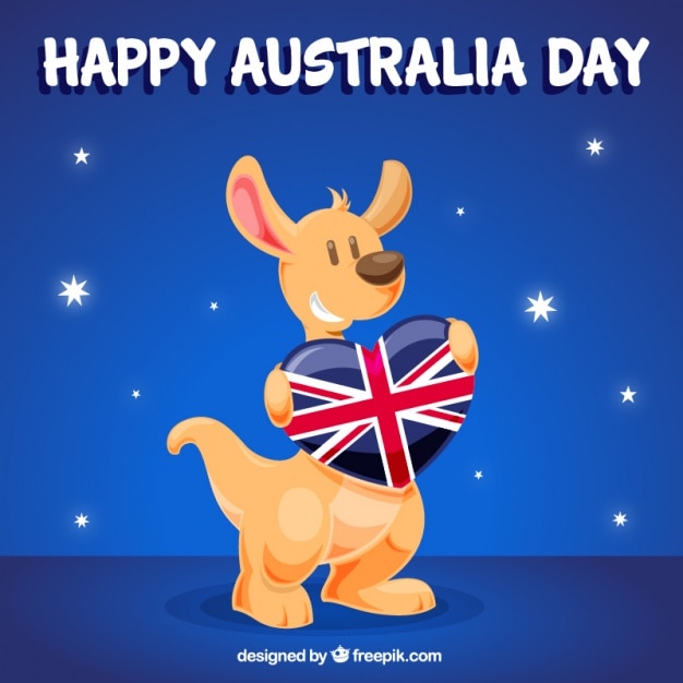 Free vector background of smiling kangaroo to celebrate australia day