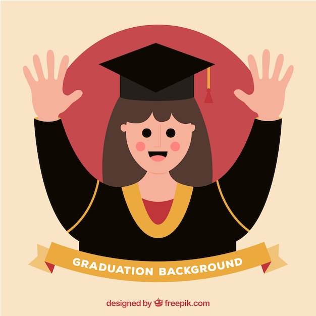 Free vector background of smiling student in flat design