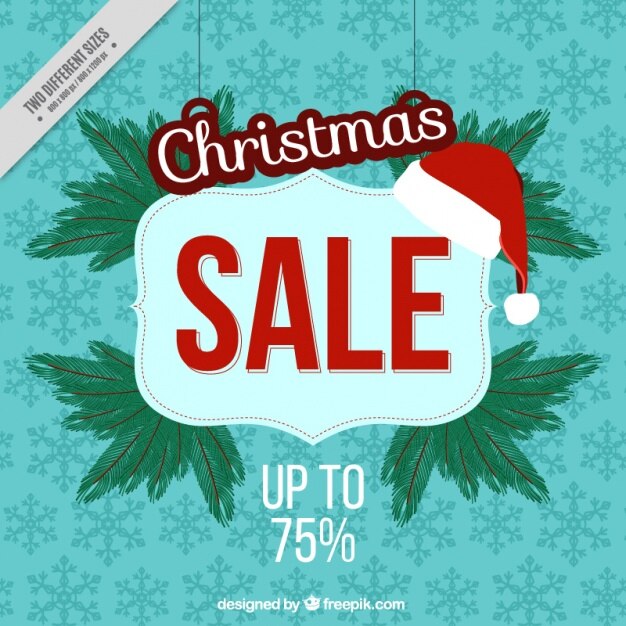 Free vector background of snowflakes with christmas sale poster