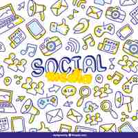 Free vector background of social media drawings