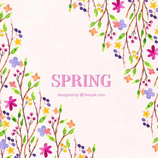 Фон весной с акварельной цветочные декоративные