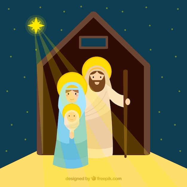 キリスト降誕シーンを照らす星の背景