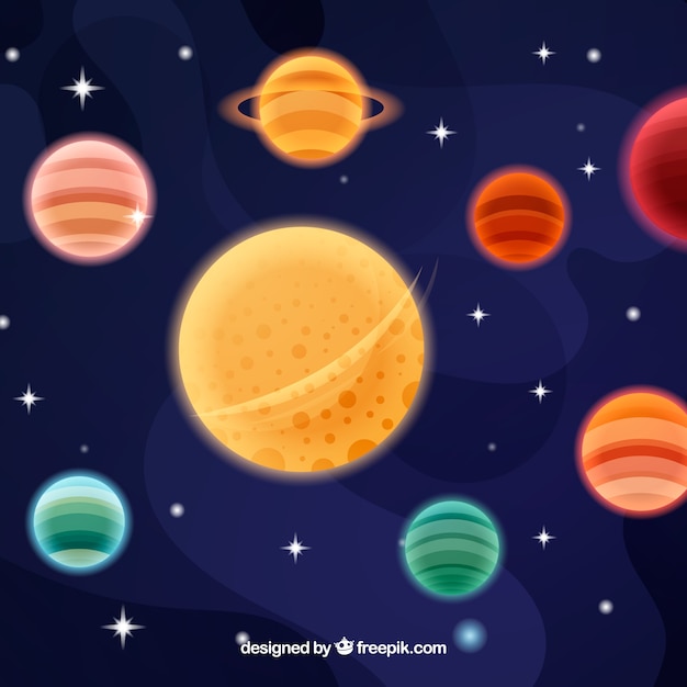 Free vector background of stars and planets