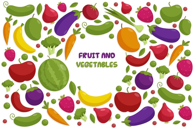 Free vector background style fruit and vegetables